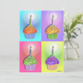 Invitations - Pop Art Birthday Cupcakes (Debout devant)