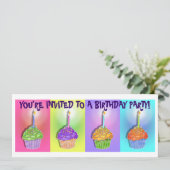 Invitations - Pop Art Birthday Cupcakes (Debout devant)