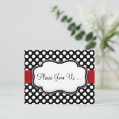 Invitations Posh noir et blanc Polka Dot (Debout devant)