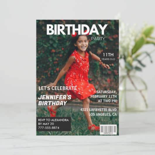 Invitations pour 11e anniversaire pour sa couvertu (Debout devant)