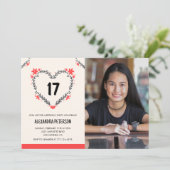 Invitations pour 17e anniversaire pour son coeur f (Debout devant)