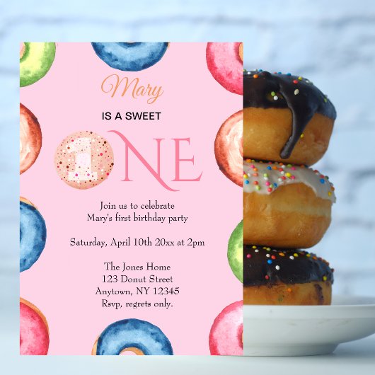 Invitations pour 1er anniversaire Sweet one Cute a