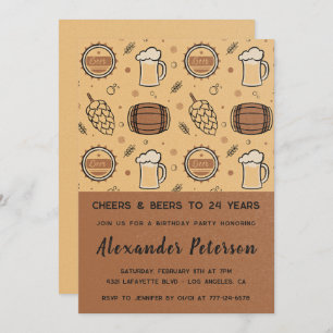 Invitations pour 24e anniversaire de bière Rustic