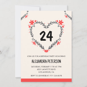 Invitations pour 24e anniversaire pour son coeur f