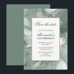 Invitations pour 34e anniversaire Sauvez la date V<br><div class="desc">Élégantes invitations pour 34e anniversaire Économisez la date Vert</div>