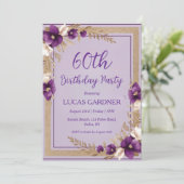 invitations pour 60e anniversaire violet et or (Debout devant)