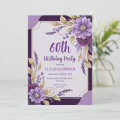 invitations pour 60e anniversaire violet et or (Debout devant)