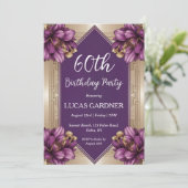 invitations pour 60e anniversaire violet et or (Debout devant)