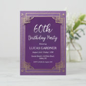 invitations pour 60e anniversaire violet et or (Debout devant)