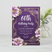 invitations pour 60e anniversaire violet et or (Debout devant)