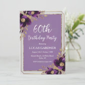 invitations pour 60e anniversaire violet et or (Debout devant)