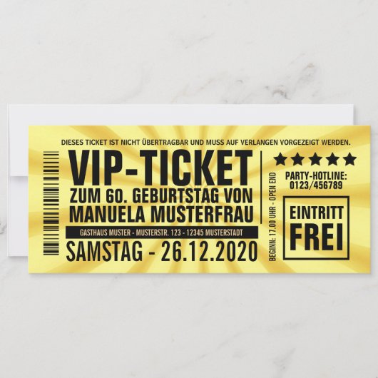 Invitations pour 60e anniversaire (“VIP”) (Devant)