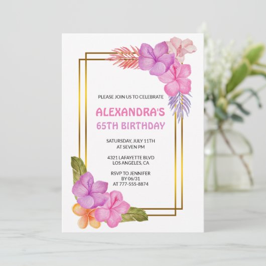 Invitations pour 65e anniversaire Fête tropicale (Debout devant)