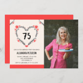 Invitations pour 75e anniversaire de son coeur flo (Devant / Derrière)