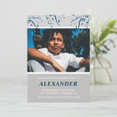 Invitations pour 9 ans Confetti Photo Navy (Debout devant)