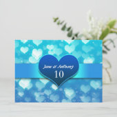 invitations pour anniversaire de mariage cœur bleu (Debout devant)