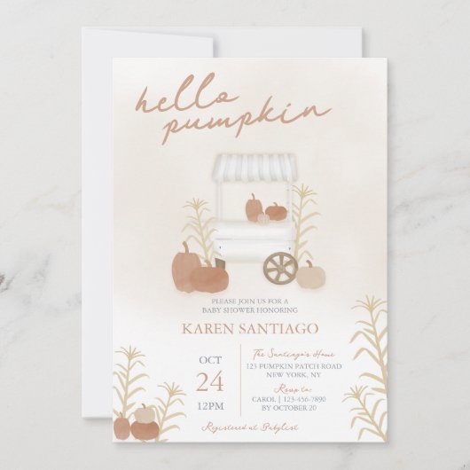 Invitations pour Baby Shower de Hello Pumpkin auto (Devant)
