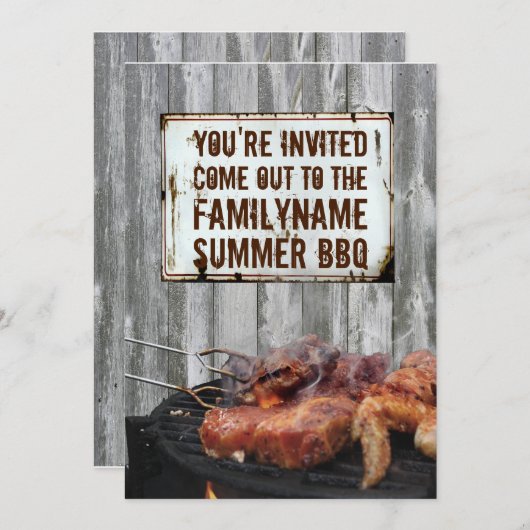 Invitations pour barbecue d'été (Devant / Derrière)