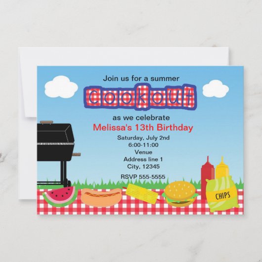 Invitations pour barbecue d'été dans le parc (Devant)