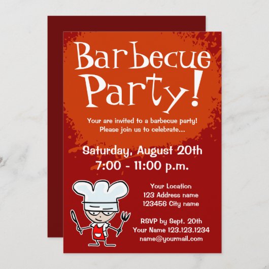 Invitations pour barbecue| invitations barbecue (Devant / Derrière)