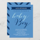 Invitations pour bébé garçon douche bébé (Devant / Derrière)