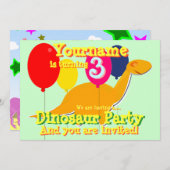 Invitations pour Dinosaur 3e anniversaire (Devant / Derrière)