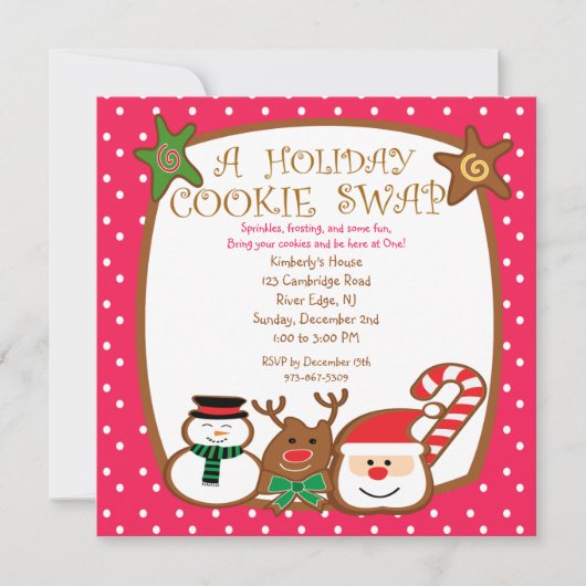 Invitations pour échange de cookies de vacances su (Devant)