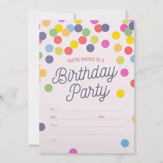 Invitations pour fête d'anniversaire (Devant)