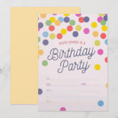Invitations pour fête d'anniversaire (Devant / Derrière)