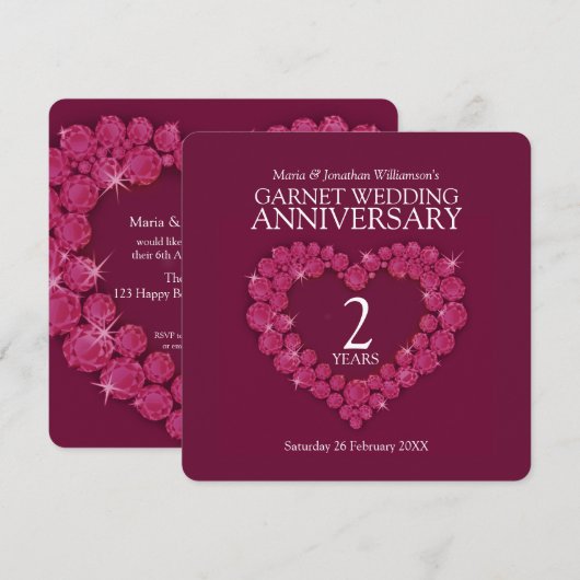 invitations pour fête d'anniversaire de mariage de (Devant / Derrière)