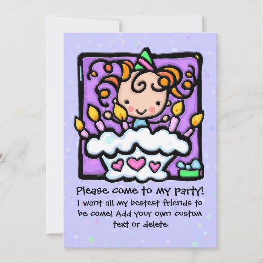 Invitations pour fêtes d'anniversaire PURPLE (Devant)