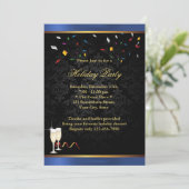 Invitations pour fêtes de fin d'année Blue Border (Debout devant)