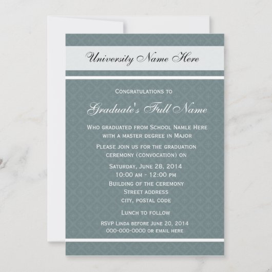 Invitations pour la cérémonie de remise des diplôm (Devant)