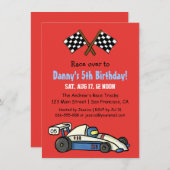 Invitations pour la course d'anniversaire pour les (Devant / Derrière)