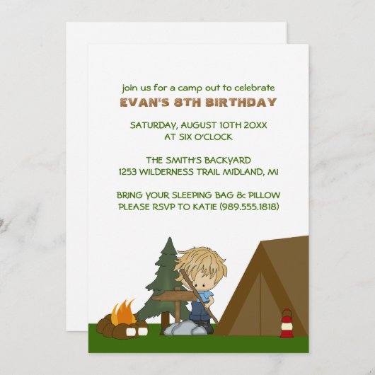 Invitations pour la fête d'anniversaire (Devant / Derrière)