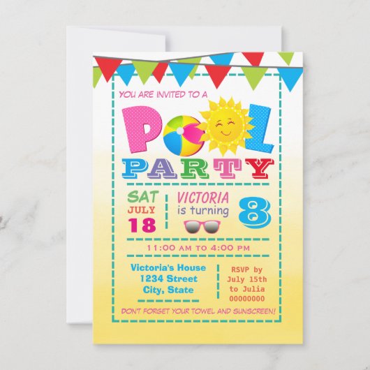 Invitations pour la fête d'anniversaire (Devant)