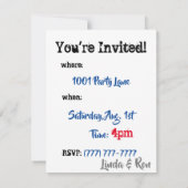 Invitations pour la fête d'anniversaire de bébé (Dos)