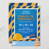 Invitations pour la fête d'anniversaire de constru (Devant / Derrière)