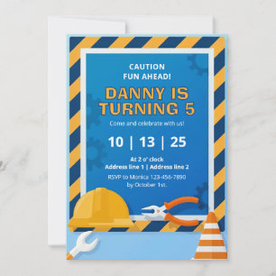 Invitations pour la fête d'anniversaire de constru