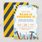 Invitations pour la fête d'anniversaire de constru (Devant / Derrière)