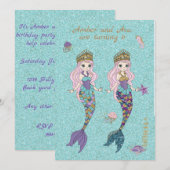 Invitations pour la fête d'anniversaire de la fill (Devant / Derrière)