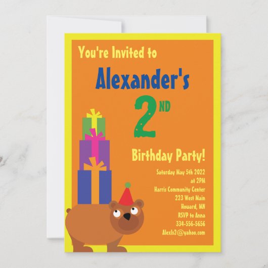 Invitations pour la fête d'anniversaire de l'anima (Devant)