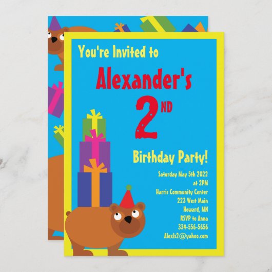 Invitations pour la fête d'anniversaire de l'anima (Devant / Derrière)