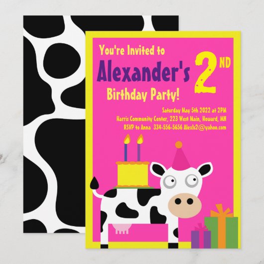 Invitations pour la fête d'anniversaire de l'anima (Devant / Derrière)