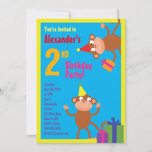 Invitations pour la fête d'anniversaire de l'anima (Devant)