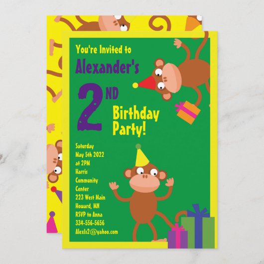 Invitations pour la fête d'anniversaire de l'anima (Devant / Derrière)