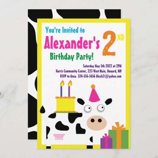 Invitations pour la fête d'anniversaire de l'anima (Devant / Derrière)