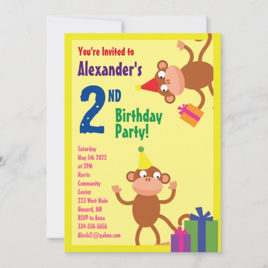 Invitations pour la fête d'anniversaire de l'anima (Devant)