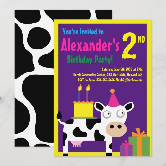 Invitations pour la fête d'anniversaire de l'anima (Devant / Derrière)