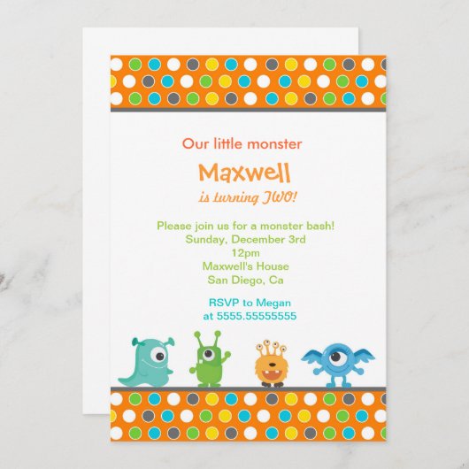 Invitations pour la fête d'anniversaire de Little (Devant / Derrière)